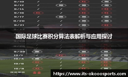 国际足球比赛积分算法表解析与应用探讨